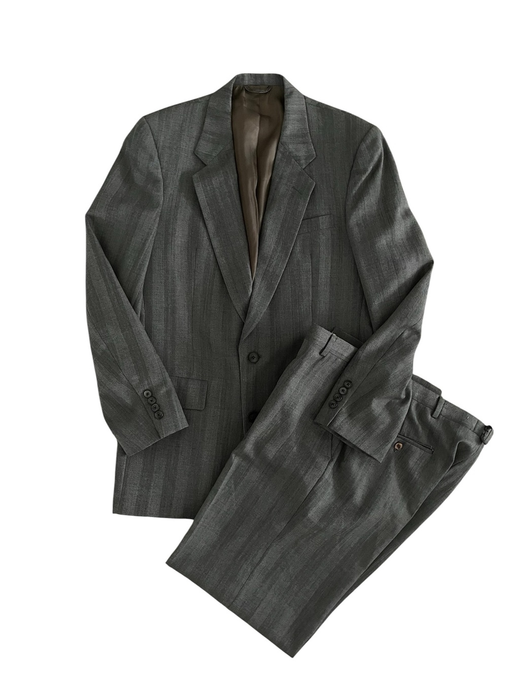 Vintage Christian Dior Monsieur Men’s Gray Striped Two-Piece Suit Business 40R